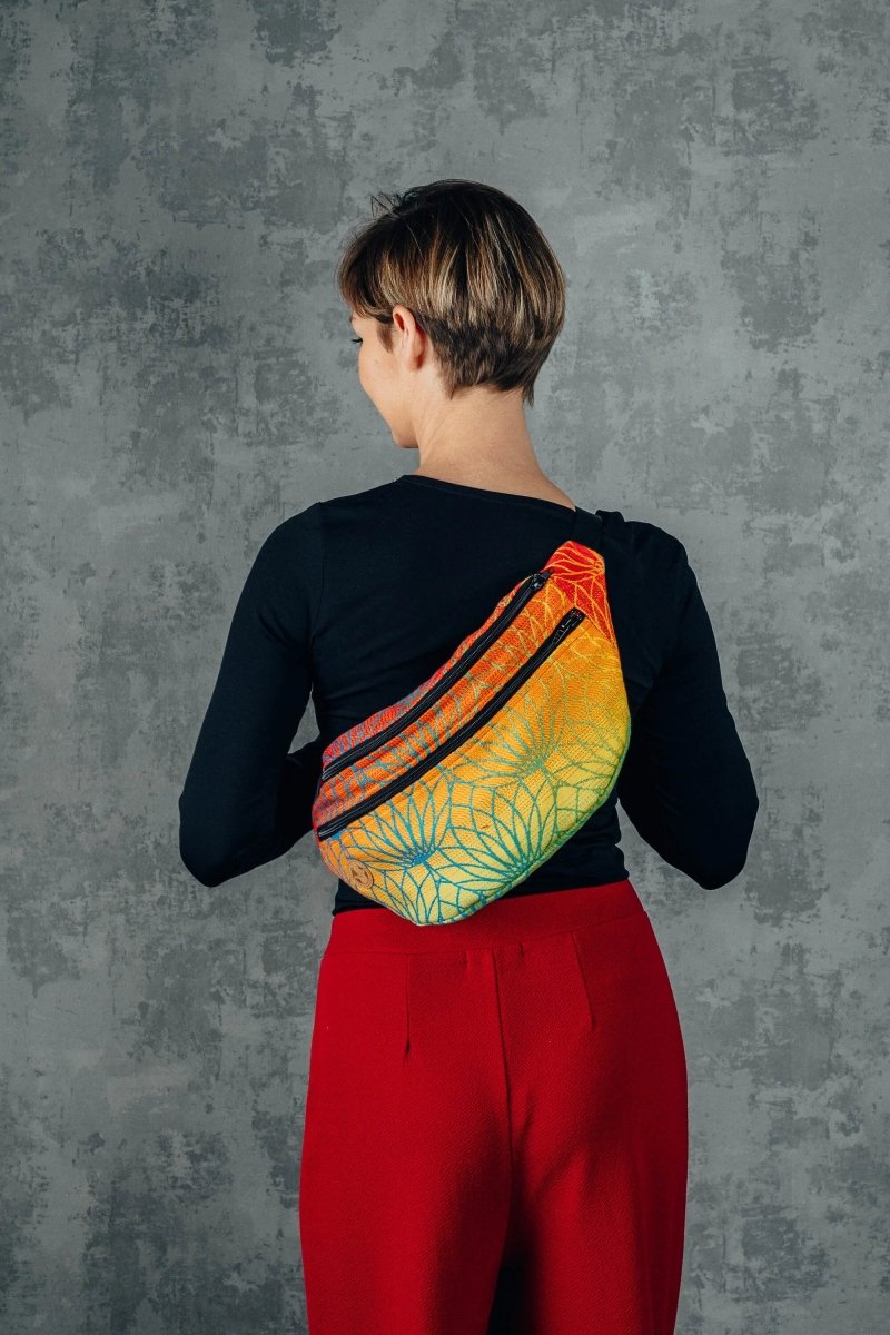 Rainbow Lotus Large Waist Bag by LennyLamb Bags
