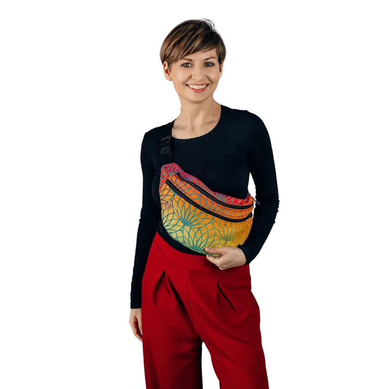 Rainbow Lotus Large Waist Bag by LennyLamb Bags