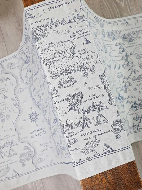 Realm of Middle Earth Ink Fabric Piece by Oscha Fabric