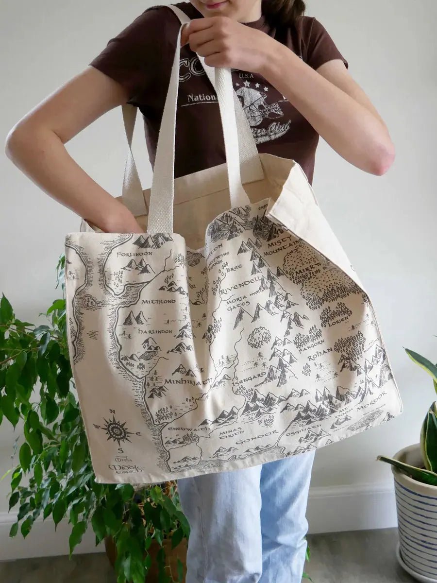 Realm of Middle Earth Large Eco Tote Bag by Oscha Bags