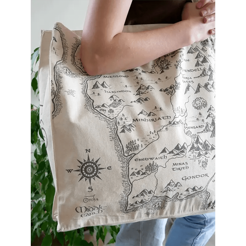 Realm of Middle Earth Large Eco Tote Bag by Oscha Bags