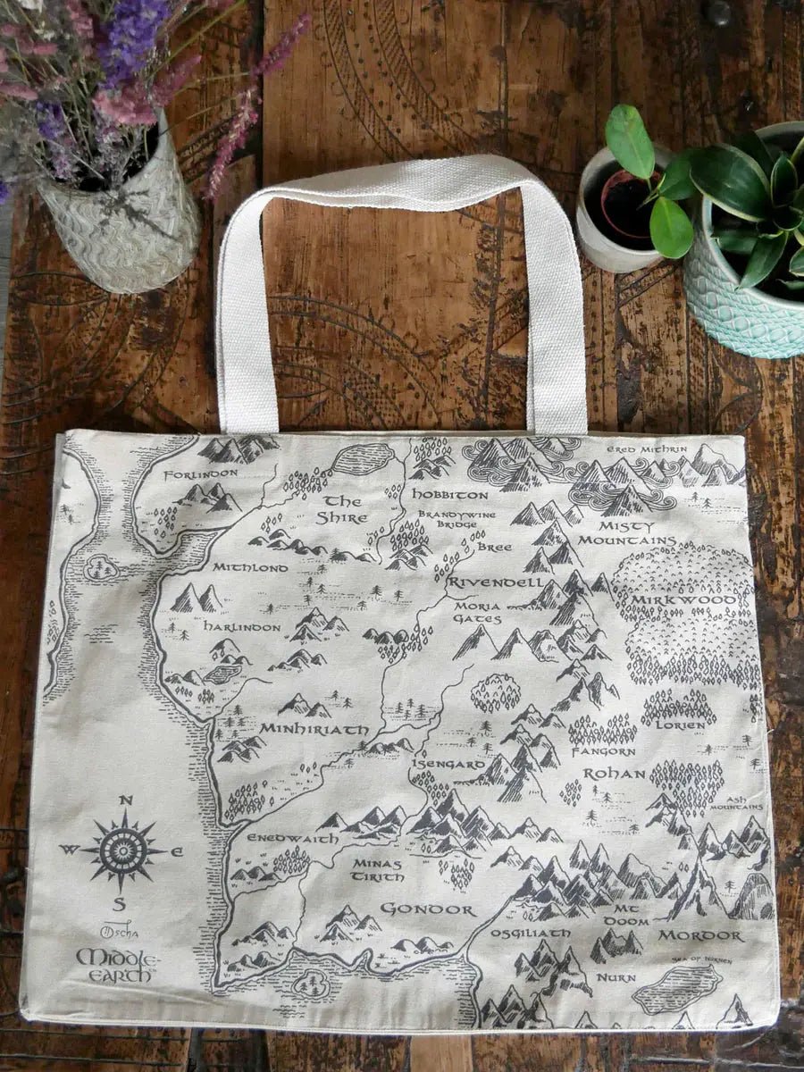 Realm of Middle Earth Large Eco Tote Bag by Oscha Bags