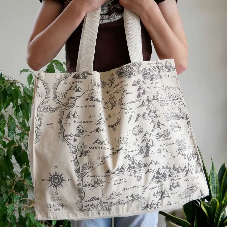Realm of Middle Earth Large Eco Tote Bag by Oscha Bags