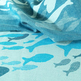 Swirling Fishes Blue Half linen Blanket by Didymos - Home & HobbyLittle Zen One89254736