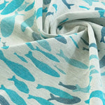 Swirling Fishes Blue Half linen Blanket by Didymos - Home & HobbyLittle Zen One89254736