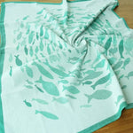 Swirling Fishes Emerald Half Linen Blanket by Didymos Home Hobby