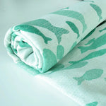 Swirling Fishes Emerald Half Linen Blanket by Didymos Home Hobby