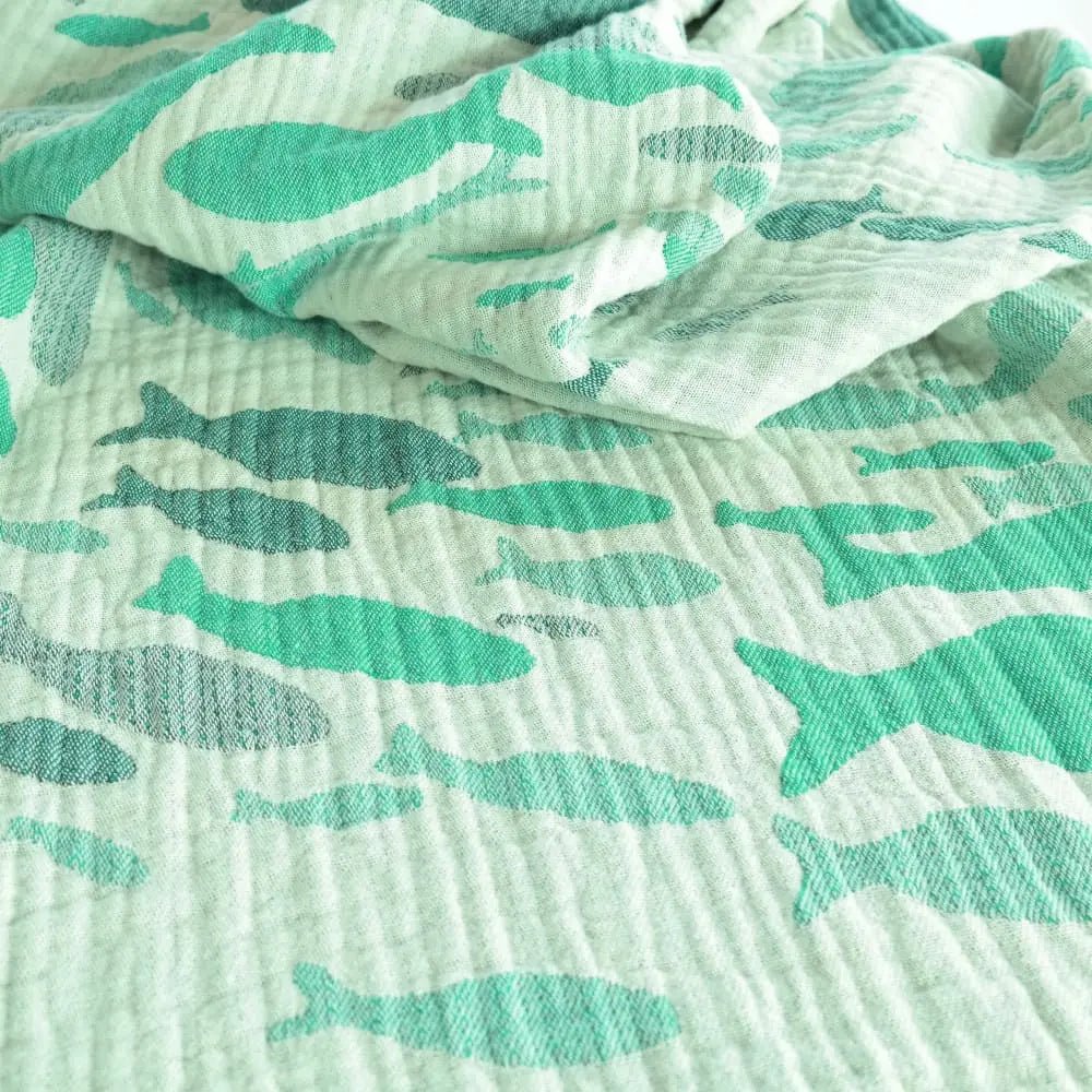 Swirling Fishes Green Blanket by Didymos Home Hobby