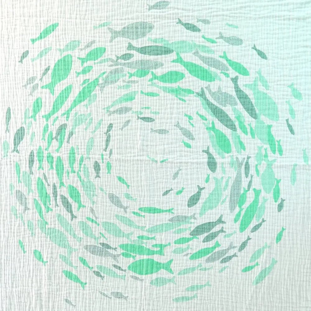Swirling Fishes Green Blanket by Didymos Home Hobby
