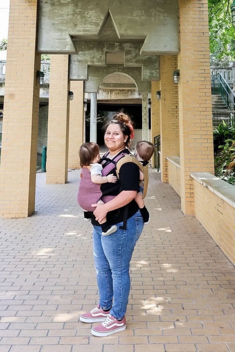 Taro with Desert Tan Original Baby Carrier by Happy Baby Buckle Carrier