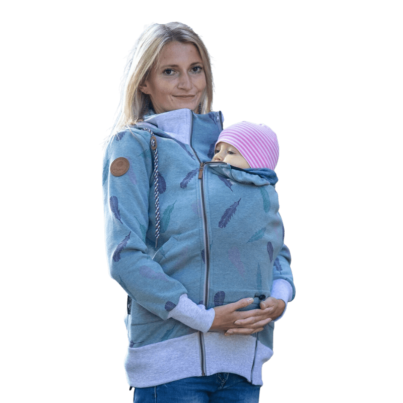 Angel Wings Babywearing Hoodie Feathers Jeans-Babywearing Outerwear-Angel Wings-canada and usa-Little Zen One-1