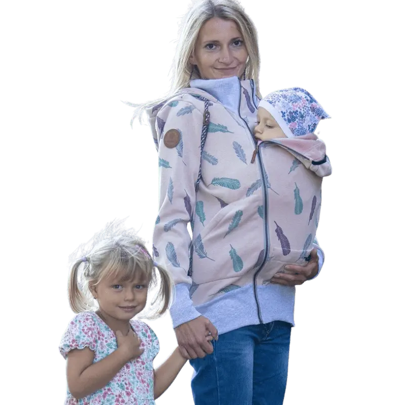 Angel Wings Babywearing Hoodie Feathers Old Pink - Little