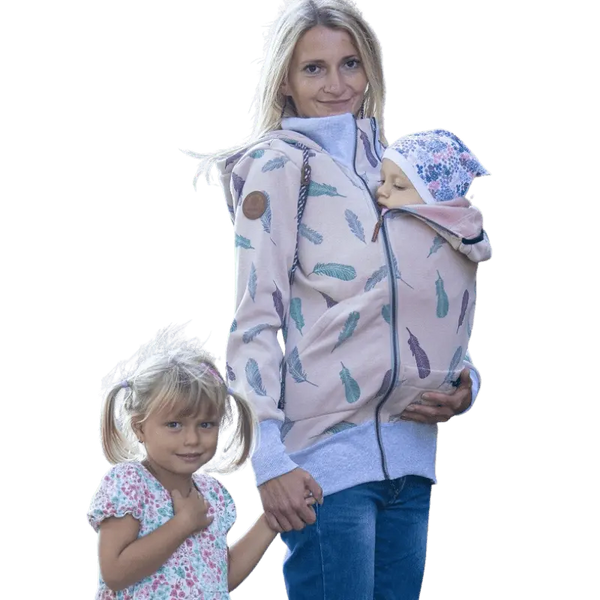 Angel Wings Babywearing Hoodie Feathers Old Pink - Little