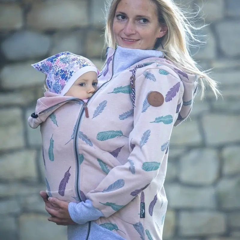 Angel Wings Babywearing Hoodie Feathers Old Pink - Babywearing OuterwearLittle Zen One83867216
