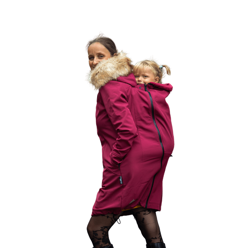 Angel Wings Babywearing Softshell Coat Burgundy-Babywearing Outerwear-Angel Wings-canada and usa-Little Zen One-2