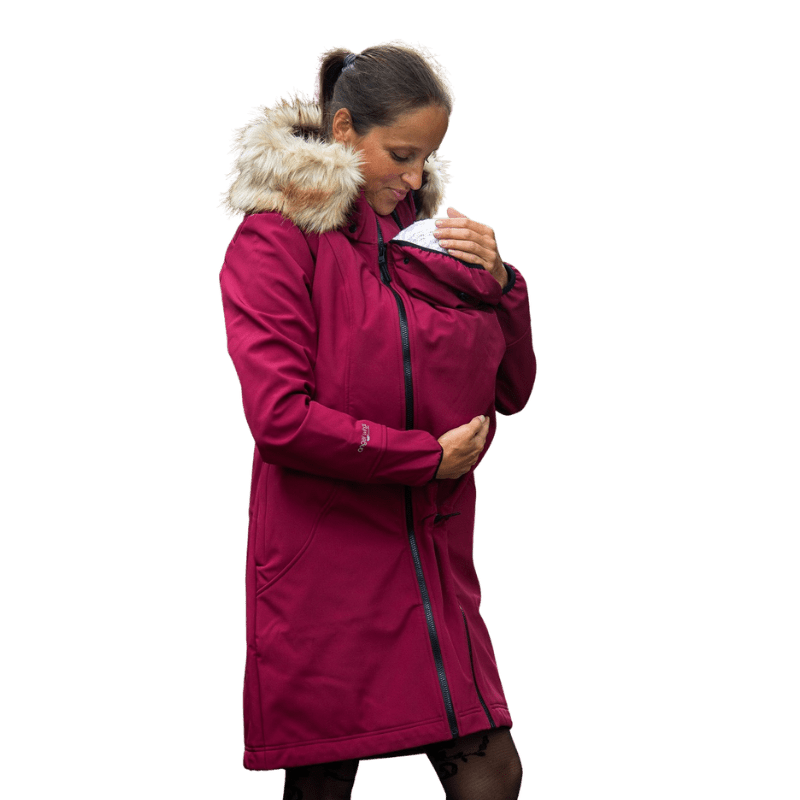 Angel Wings Babywearing Softshell Coat Burgundy-Babywearing Outerwear-Angel Wings-canada and usa-Little Zen One-1