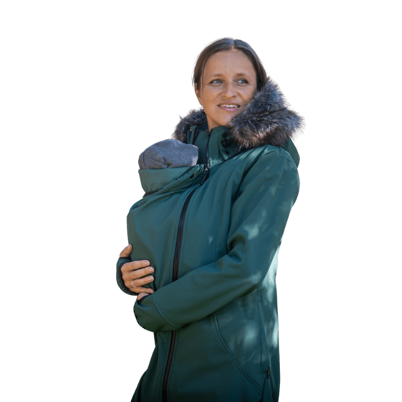 Angel Wings Babywearing Softshell Coat Green-Babywearing Outerwear-Angel Wings-canada and usa-Little Zen One-1