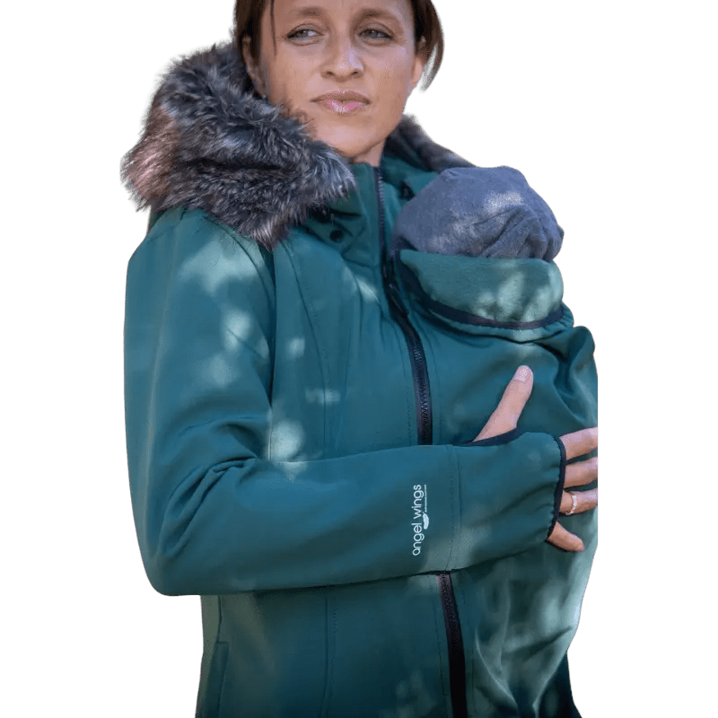 Angel Wings Babywearing Softshell Coat Green - Babywearing OuterwearLittle Zen One36753744