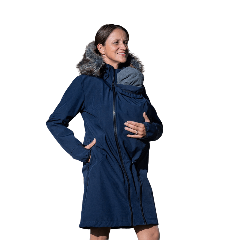 Angel Wings Babywearing Softshell Coat Navy Blue-Babywearing Outerwear-Angel Wings-canada and usa-Little Zen One-1