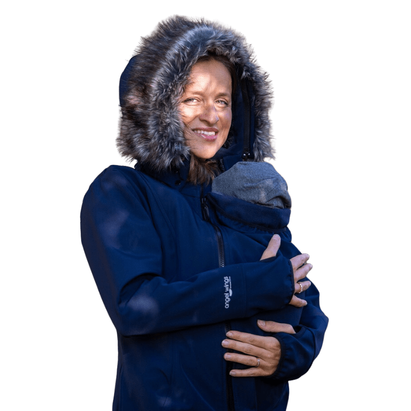 Angel Wings Babywearing Softshell Coat Navy Blue-Babywearing Outerwear-Angel Wings-canada and usa-Little Zen One-2