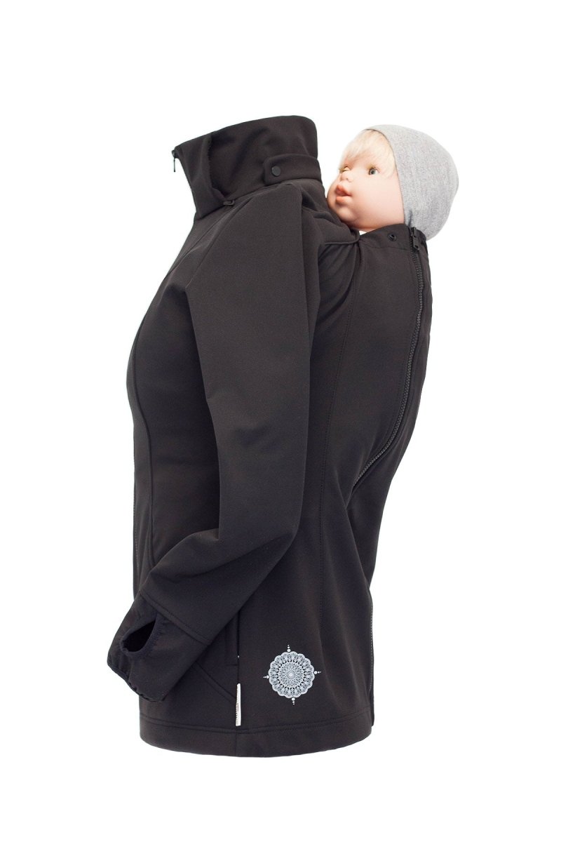 Angel Wings Babywearing Softshell Jacket Black-Babywearing Outerwear-Angel Wings-canada and usa-Little Zen One-3