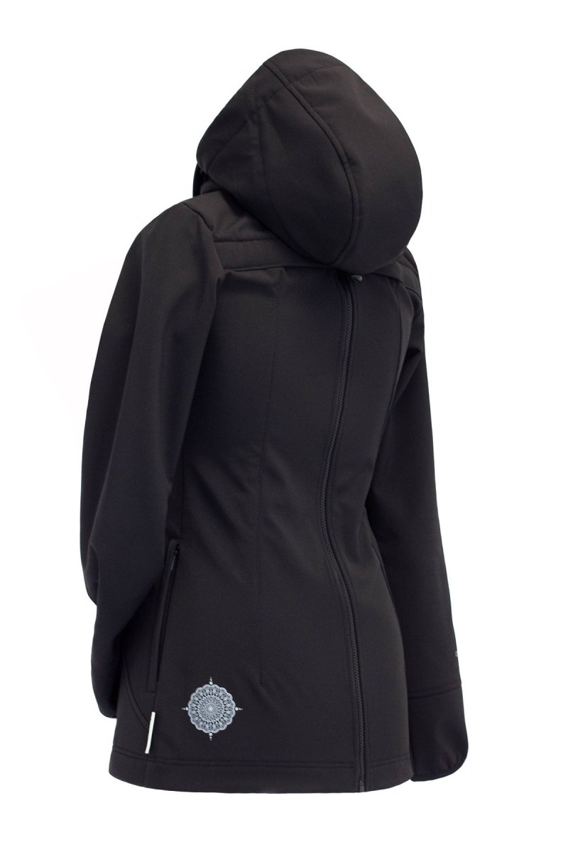 Angel Wings Babywearing Softshell Jacket Black-Babywearing Outerwear-Angel Wings-canada and usa-Little Zen One-4