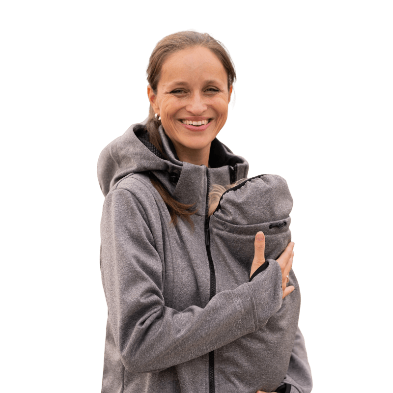 Angel Wings Babywearing Softshell Jacket Grey-Babywearing Outerwear-Angel Wings-canada and usa-Little Zen One-2