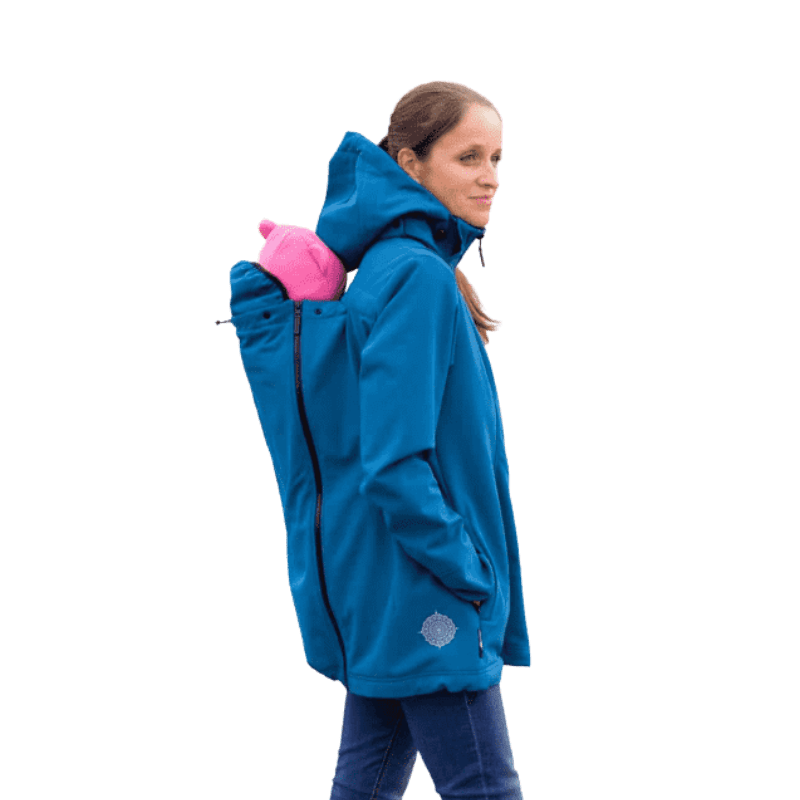 Angel Wings Babywearing Softshell Jacket Teal Blue-Babywearing Outerwear-Angel Wings-canada and usa-Little Zen One-1