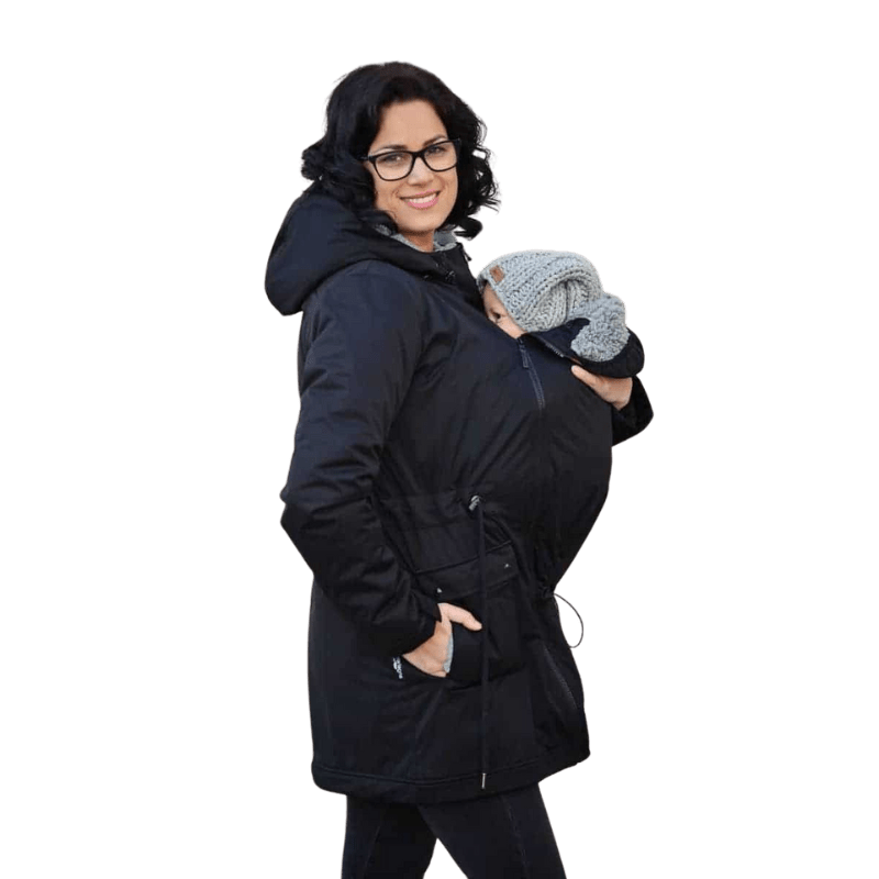 Angel Wings Babywearing Softshell Parka Black-Babywearing Outerwear-Angel Wings-canada and usa-Little Zen One-1