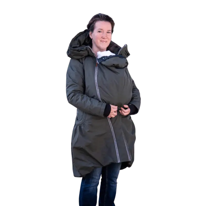 Angel Wings Babywearing Winter Coat Khaki-Babywearing Outerwear-Angel Wings-canada and usa-Little Zen One-1