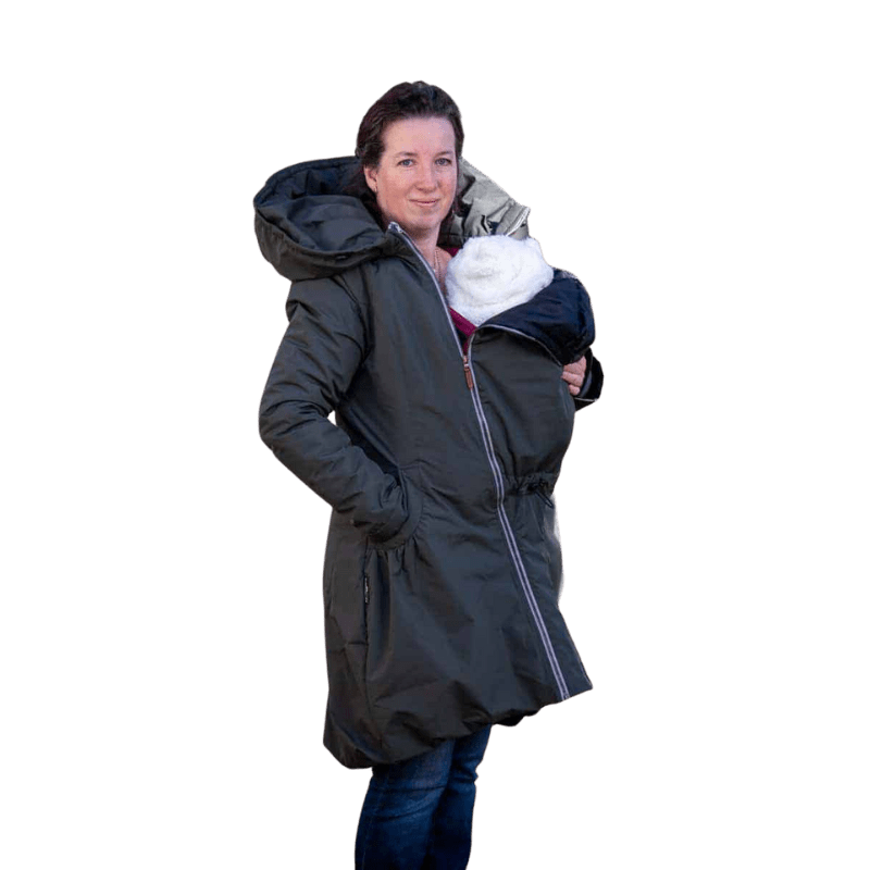 Angel Wings Babywearing Winter Coat Khaki-Babywearing Outerwear-Angel Wings-canada and usa-Little Zen One-2