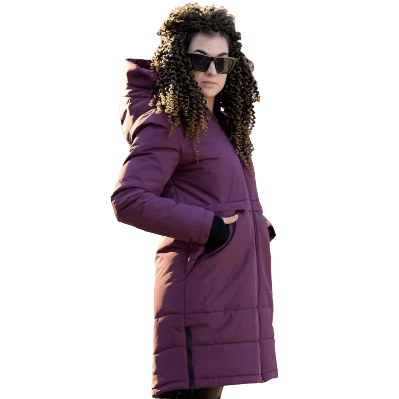 Angel Wings Babywearing Winter Long Coat Burgundy-Babywearing Outerwear-Angel Wings-canada and usa-Little Zen One-1