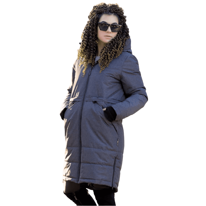 Angel Wings Babywearing Winter Long Coat Grey-Babywearing Outerwear-Angel Wings-canada and usa-Little Zen One-1