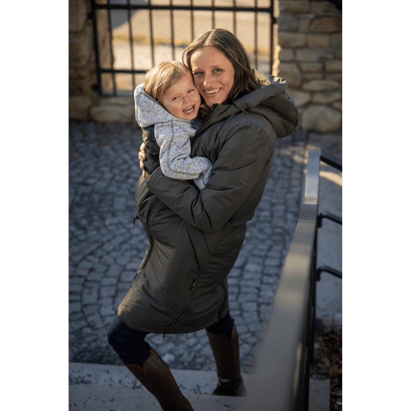 Angel Wings Babywearing Winter Long Coat Khaki Green-Babywearing Outerwear-Angel Wings-canada and usa-Little Zen One-3