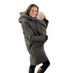 Angel Wings Babywearing Winter Long Coat Khaki Green-Babywearing Outerwear-Angel Wings-canada and usa-Little Zen One-2