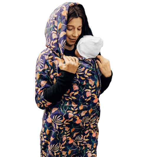 Babywearing Hoodie Vintage Flowers by LennyLamb-Babywearing Outerwear-LennyLamb-canada and usa-Little Zen One-2