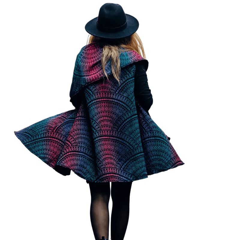 Babywearing Long Cardigan Peacocks Tail Black Opal