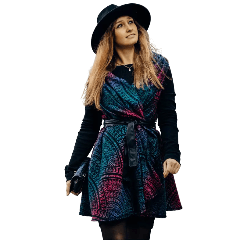 Babywearing Long Cardigan Peacocks Tail Black Opal