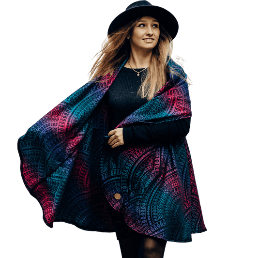 Babywearing Long Cardigan Peacocks Tail Black Opal by LennyLamb-Babywearing Outerwear-LennyLamb-canada and usa-Little Zen One-1