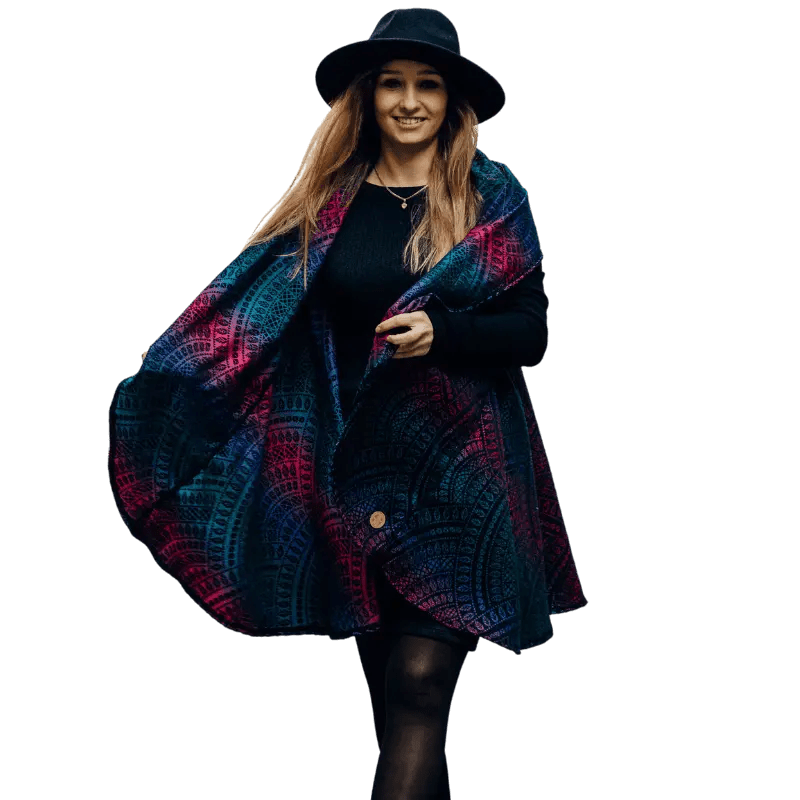 Babywearing Long Cardigan Peacock's Tail Black Opal by LennyLamb - Babywearing OuterwearLittle Zen One5907557777278