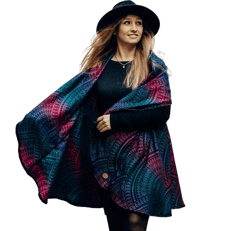 Babywearing Long Cardigan Peacock's Tail Black Opal by LennyLamb - Babywearing OuterwearLittle Zen One5907557777278