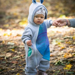 Bear Romper Peacocks Tail Fantasy Grey