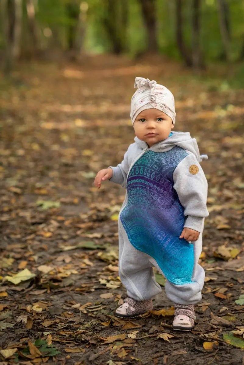 Bear Romper Peacocks Tail Fantasy Grey