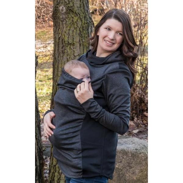 Belly Bedaine Kiroo Babywearing Sweater Grey and Black-Babywearing Outerwear-Belly Bedaine-canada and usa-Little Zen One-2