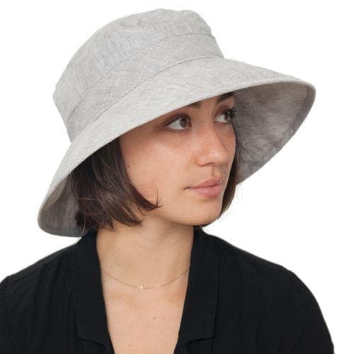 Linen Chambray Sun Protection Garden Hat - Grey - Baby Carrier AccessoriesLittle Zen One628185359371