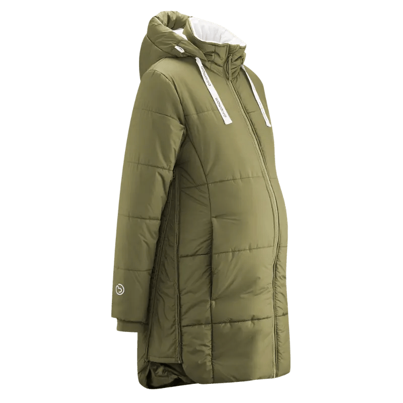 Mamalila Copenhagen Khaki Winter Maternity and Babywearing Coat Babywearing