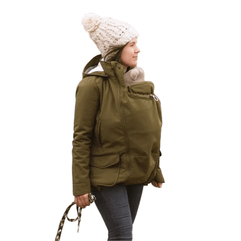Mamalila Cosy Allrounder Khaki Softshell Maternity and Babywearing Jacket