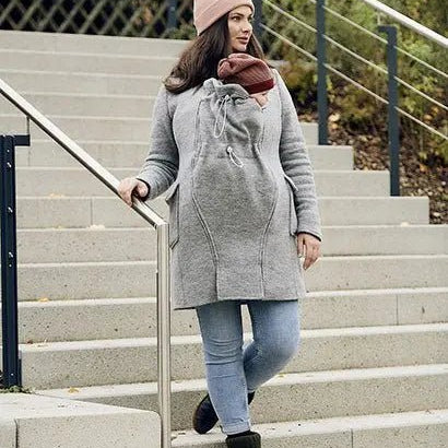 Mamalila Maternity Babywearing Wool Coat Vienna Light Grey Babywearing Outerwear