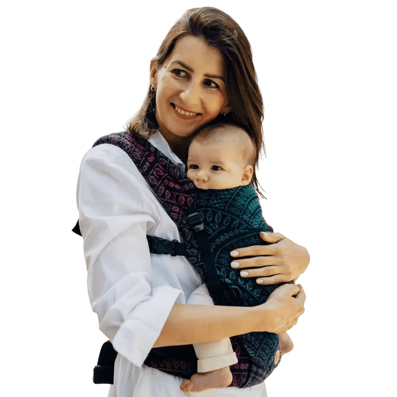 Peacock's Tail Black Opal LennyLight Baby Carrier by LennyLamb - Buckle CarrierLittle Zen One5907557780698