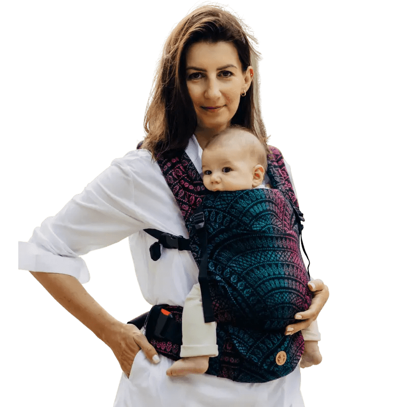 Peacock's Tail Black Opal LennyLight Baby Carrier by LennyLamb - Buckle CarrierLittle Zen One5907557780698